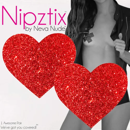Vista 5 de Neva Nude I Heart U Nipztix Pasties - Fundas para pezones para festivales, raves, fiestas, impermeables y resistentes al sudor, fabricadas