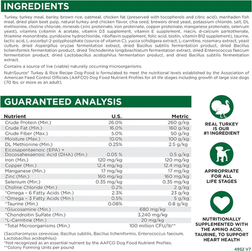 Vista 7 de NutriSource Comida para perros de pavo y arroz 5lb