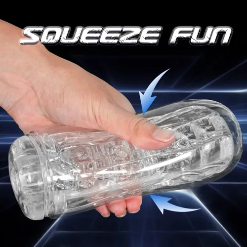 Vista 3 de Masturbadores masculinos de succión manual y extrusión, masturbador portátil transparente de bolsillo con textura de vagina, máquina de felación