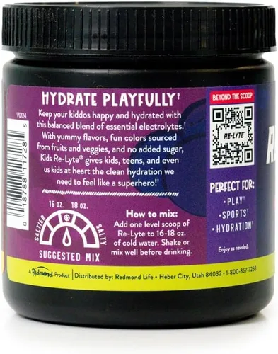 Vista 3 de REDMOND Re-Lyte Kids Hydration - Mezcla de electrolitos en polvo, uva, 7.62 onzas