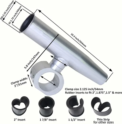 Vista 6 de Soporte de varilla de aluminio con abrazadera única en ajuste 1.5 ", 1.875 ", 2 "pulgadas horizontal o vertical Torre de barco de pesca/poste