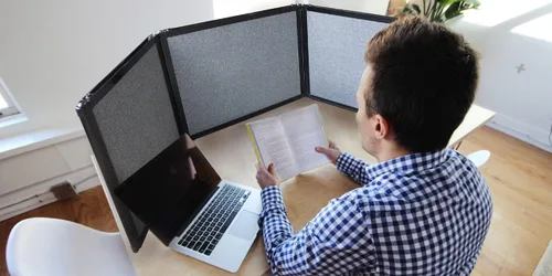 Vista 3 de Versare Pantalla plegable de mesa Partición de 3 paneles Divisor de espacio de trabajo portátil ligero Negro 78 x 24 pulgadas