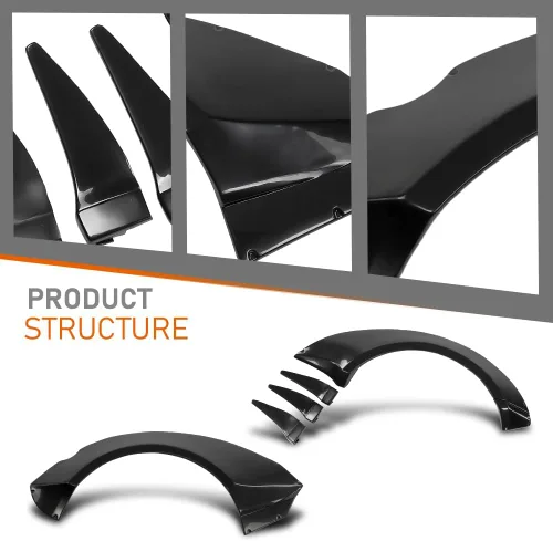 Vista 9 de CROSSDESIGN 4 guardabarros con canards delanteros compatibles con Chevy Camaro ZL1 2010-2015 MB estilo negro