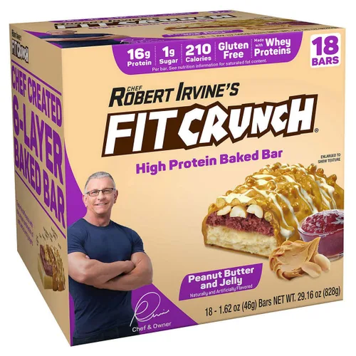 Vista 15 de FITCRUNCH - Barras de proteínas para aperitivo, barra horneada de 6 capas, 4 g de azúcar, sin gluten y centro suave de pastel