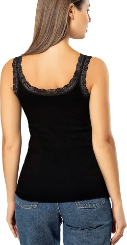 Vista 4 de VAVONNE Camisola de encaje para mujer, suave y elástica de algodón acanalado