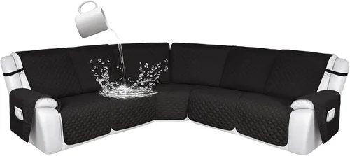 Vista 117 de HDCAXKJ Fundas de sofá seccional reclinable 100% impermeable, forma de L, funda de sofá reclinable lavable acolchada suave para mascotas, perro