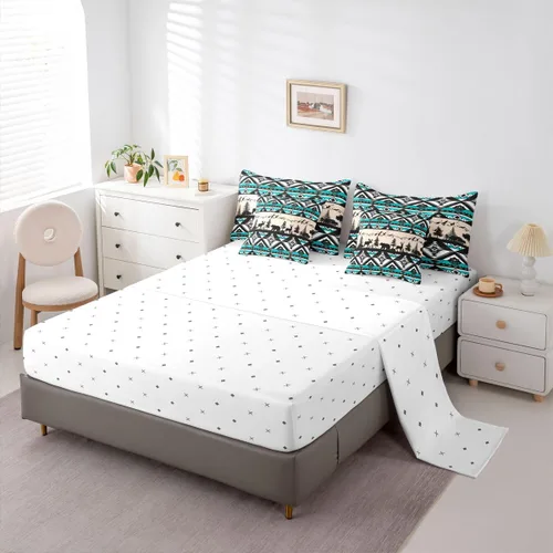 Vista 26 de Feelyou Juego de edredón de ciervo con sábanas – Tamaño Queen 7 piezas Juego de ropa de cama infantil de caza rústica – Cama de ciervo de cabaña