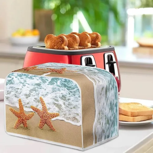Vista 4 de Dolyues Beach Toaster Cover 2 Slice Universal Size Microwave Oven Dustproof Cover Women Gift Small Bread Cover with Portable Handle