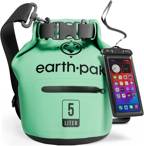 Vista 29 de Earth Pak Bolsa seca impermeable con bolsillo con cremallera, mochila impermeable para mantener el equipo seco