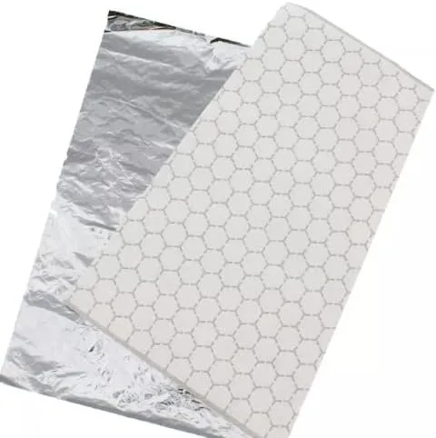 Vista 4 de 500 hojas de papel de aluminio precortadas, aisladas, resistentes a la grasa para alimentos calientes, sin impresión, envoltura laminada de panal