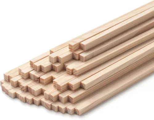 Vista 9 de Tacos de madera para manualidades de 1/2 x 6 pulgadas, 20 varillas cuadradas de madera, palos de madera sin terminar, pequeñas tiras de madera