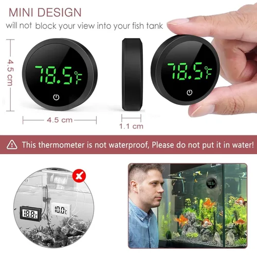 Vista 4 de LOFICOPER Termómetro digital para acuario, termómetro adhesivo para acuario, termómetro de tanque de ajolote de precisión de ± 1 ℉ con batería