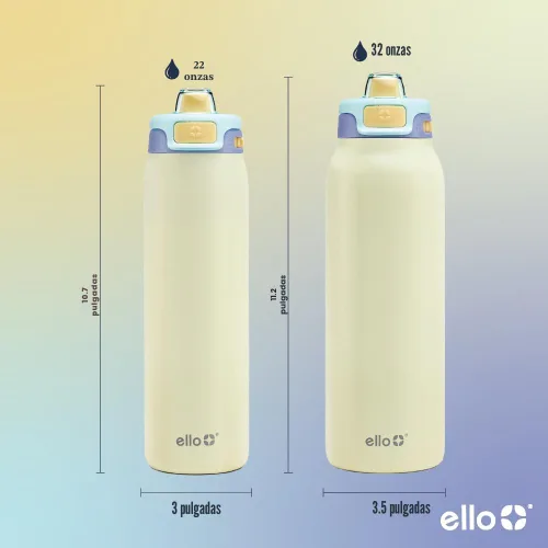 Vista 7 de Ello Pop & Fill botella de agua de acero inoxidable de 22 onzas con tecnología de llenado rápido, metal de doble pared y aislado al vacío, tapa