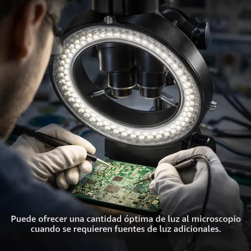 Vista 6 de Lámpara de anillo de cámara de microscopio 144 cuentas LED Fuente de luz Brillo Control variable ajustable Iluminación sin sombras