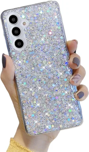Vista 19 de YTanazing Funda para Samsung Galaxy S24 FE con purpurina, bonita funda con diamantes brillantes para mujeres y niñas, fundas de goma delgada a