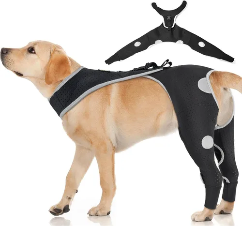 Vista 7 de Codera para perro y pierna delantera para perro para dejar de lamer, protector de codo de perro y coderas de higroma para perros, mangas