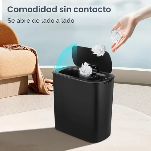 Vista 2 de TIPGO Cubo de basura de 5 galones con sensor de movimiento para baño con tapa, cubo de basura automático sin contacto, cesta de basura inteligente