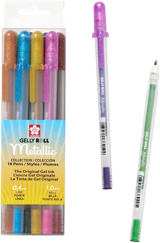 Vista 8 de Juego de bolígrafos de tinta en gel Sakura 37379 Gelly Roll en cartón con burbuja, 5 piezas, punta fina, colores surtidos