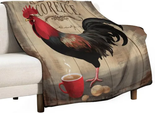 Vista 35 de Manta de microfibra suave y acogedora con diseño de gallo rústico en blanco y negro, suave y acogedora manta de microfibra para sofá, cama, oficina