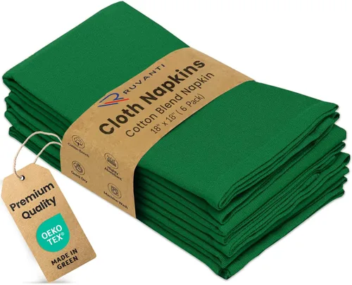 Vista 58 de Ruvanti - Juego de 4 servilletas de tela de 45x45 centímetros, lavables, suaves, duraderas, absorbentes, mezcla de algodón. Servilletas de mesa
