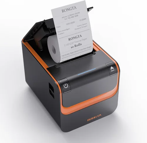 Vista 9 de Rongta Impresora POS, impresora térmica directa de recibos de 3.150 in con cortador automático, interfaz Ethernet serie USB, compatible con cajón