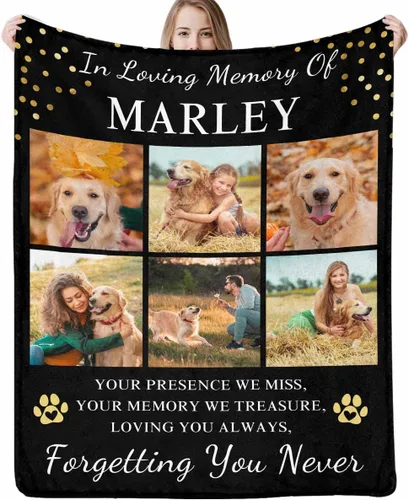 Vista 14 de Artsadd Manta conmemorativa personalizada con fotos para la pérdida de perros y gatos, manta conmemorativa personalizada, regalos de memoria amorosa