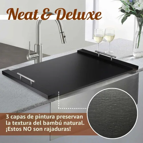 Vista 4 de Tabla para Estufa de Fideos de 30"x22" Cubierta de Estufa para Estufas Eléctricas y de Gas, Cubierta de Tope de Estufas de Bambú para Espacio