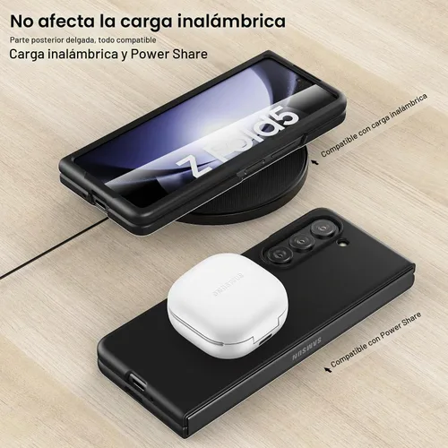 Vista 6 de Foluu Funda Slim Fit para Samsung Galaxy Z Fold 5, con protector de pantalla frontal integrado, cubierta protectora de PC mate ultradelgada