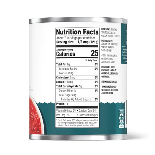 Vista 2 de Amazon Fresh, Tomates enlatados en cubitos en jugo de tomate, 28 onzas (anteriormente Happy Belly, el embalaje puede variar)