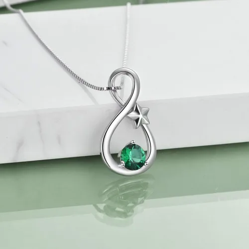 Vista 3 de ONEFINITY Collar con colgante de infinito de plata de ley con piedras de nacimiento, collar de mamá para mujer