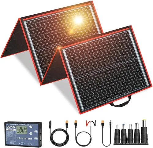 Vista 9 de Dokio XX panel solar monocristalino, plegable, de 12 voltios