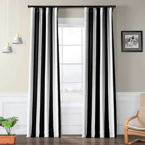 Vista 7 de HPD Half Price Drapes BOCH-KC43-63 - Cortinas de Lino con Rayas para Oscurecer la Sala de Estar (1 Panel), 50 x 63 Pulgadas, Color Negro Toldo