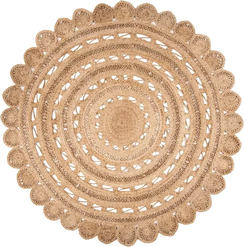 Vista 5 de SAFAVIEH Natural Fiber Collection - Alfombra redonda de 4 pies, natural, hecha a mano con encanto bohemio de yute trenzado, ideal para zonas de alto