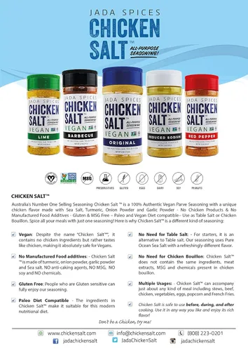 Vista 2 de JADA Especias de sal de pollo y condimentos - Sabores originales - Paquete de 3 - Vegano, Keto y Paleo - Perfecto para cocinar, barbacoa, parrilla
