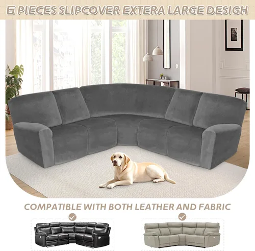 Vista 55 de Arfntevss Fundas de sofá seccional reclinable de terciopelo, Funda de sofá seccional de esquina para sofá reclinable, Funda elástica suave