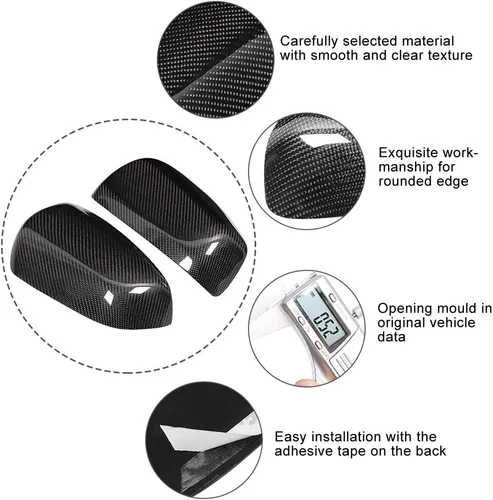 Vista 4 de Cubierta de espejo retrovisor, 1 par de cubierta de espejo retrovisor, carcasa de fibra de carbono, accesorio de automóvil apto para Lancer EX EVO X