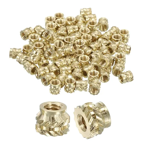 Vista 55 de uxcell Tuercas de inserción moleteadas, 100 piezas M1 x 1.5mm L x 2mm DE 3D Impresión de latón Tuercas de inserción roscadas hembras Insertos