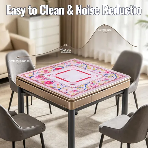 Vista 5 de Tapete Mahjong de 31.5 pulgadas para mesa con dados, tapete Mahjong con Rosa