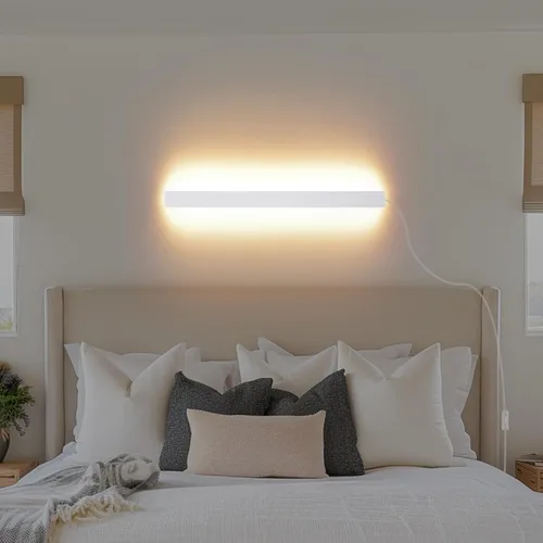 Vista 20 de KELUOLY Apliques de pared modernos enchufables, 23.6 pulgadas, luces LED de pared largas negras esmeriladas, lámpara de pared acrílica de 12 W Negro