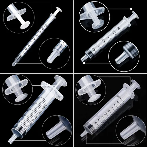 Vista 2 de 20 jeringas de plástico de 0.0 fl oz, 0.1 fl oz, 0.2 fl oz, 0.3 fl oz con medición, múltiples usos, herramientas de jeringa de medición para medir