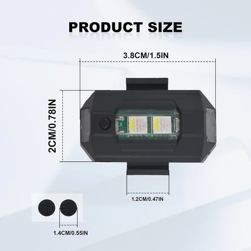Vista 2 de 4 luces LED recargables de advertencia nocturna, luces estroboscópicas de 7 colores, luces anticolisión para dron, coche, motocicleta, barco