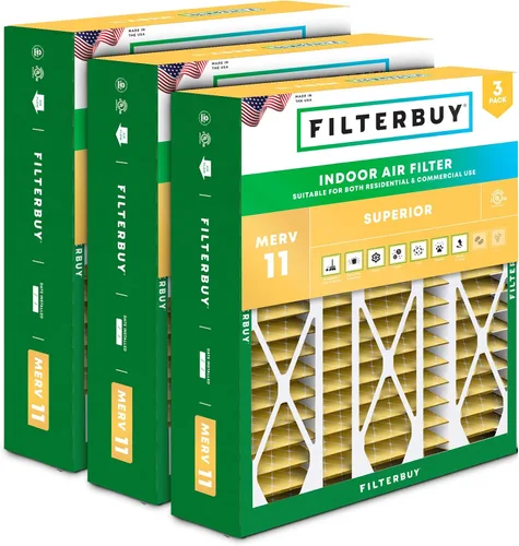 Vista 25 de Filterbuy Filtro de aire MERV 11 de 10 x 17 x 2 pulgadas para defensa de mascotas y alergias (paquete de 3), filtros exteriores plisados