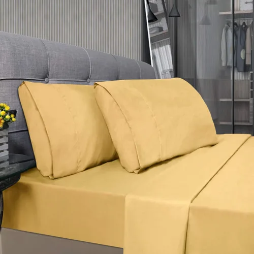 Vista 21 de Juego de sábanas de algodón peinado de 1500 TC para colchón de 38 a 17.7 in de profundidad (tamaño doble) Sábanas para cama (trifa, beige)
