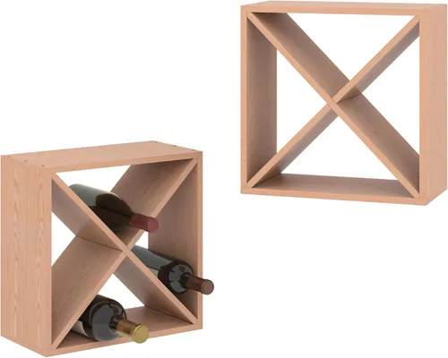 Vista 9 de JAXPETY Soporte compacto para 24 botellas, para bodega, cubo, bar, decoración de cocina, exhibición de madera, para el hogar, natural