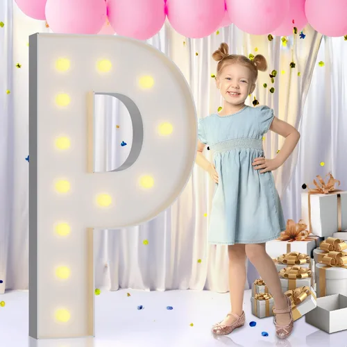 Vista 43 de IMPRSV Letras de mosaico iluminadas de marquesina, 4 pies para globos y fiestas, decoración de kit de arco