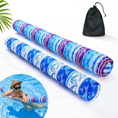 Vista 13 de Fideos inflables para piscina, paquete de 2 de tela suave de secado rápido cubiertos, fideos flotadores grandes para piscina, flotadores premium