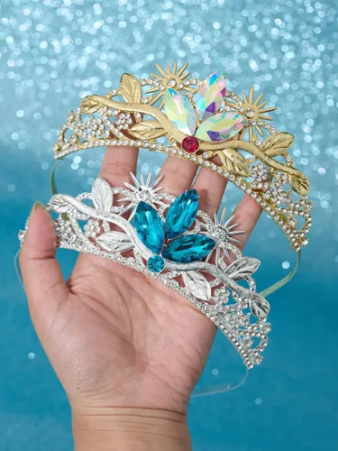 Vista 6 de SWEETV Tiara de princesa para niñas y niños, corona de cumpleaños, diadema de tiara de cristal, accesorios para el cabello