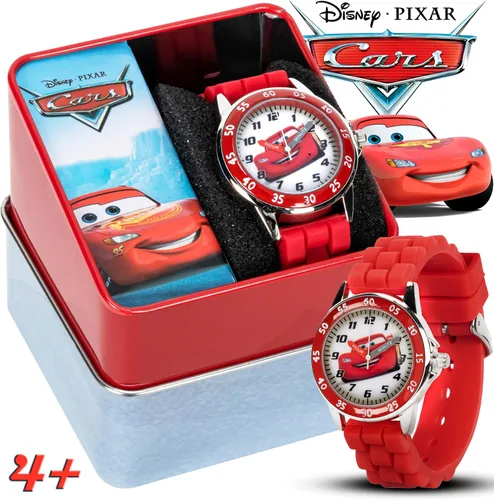 Vista 2 de Disney Reloj para enseñar la hora a niños CZ1009 Cars Rayo McQueen Reloj circular con correa de hule roja
