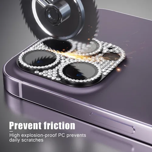 Vista 5 de AKABEILA Compatible con cámara iPhone 11 Pro Max/11 Pro, protector de lente con diamantes de imitación, protección de vidrio templado 9H, Negro