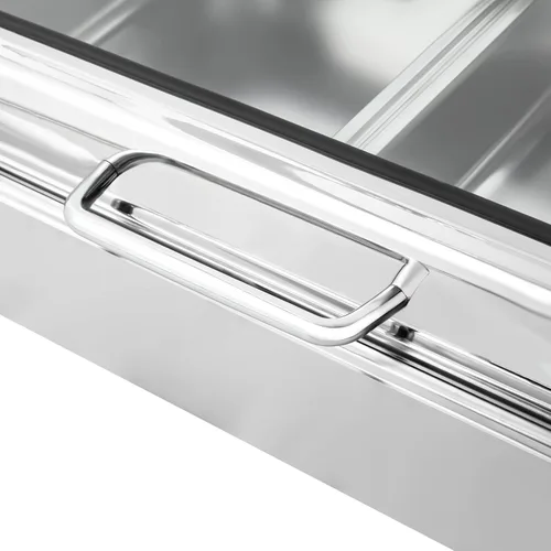 Vista 4 de Plato eléctrico de chef con tapa enrollable, calentadores de bufé de acero inoxidable con temperatura ajustable, calentador de alimentos comercial
